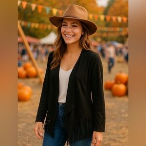 American Rag Cie faux suede fringe jacket XS boho